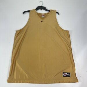 Vintage Nike Team Sports Tank Top Shirt Mens XL Gold Basketball Jersey Satin 90s